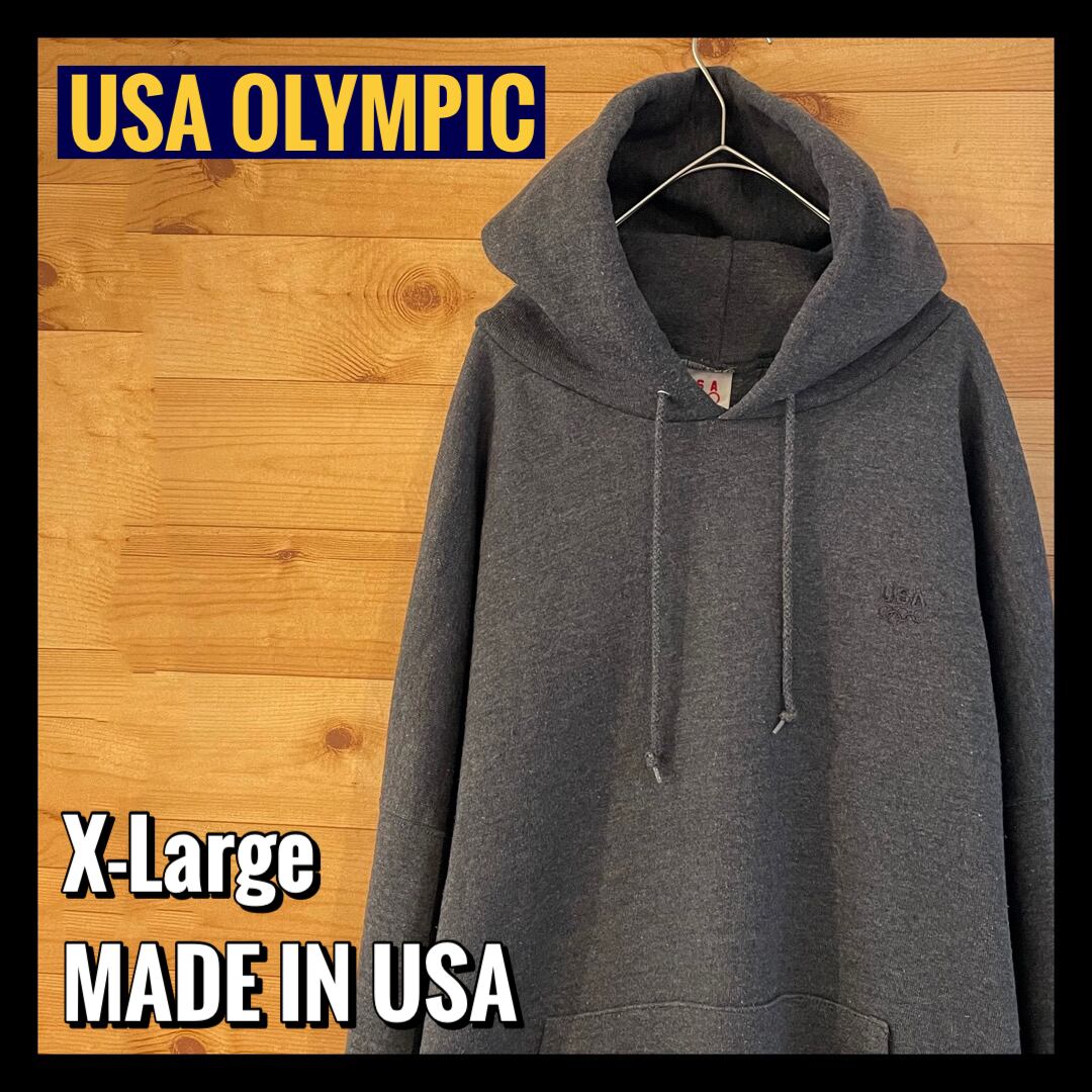 USA OLYMPIC】USA製 ワンポイント オリンピック 刺繍ロゴ プルオーバー