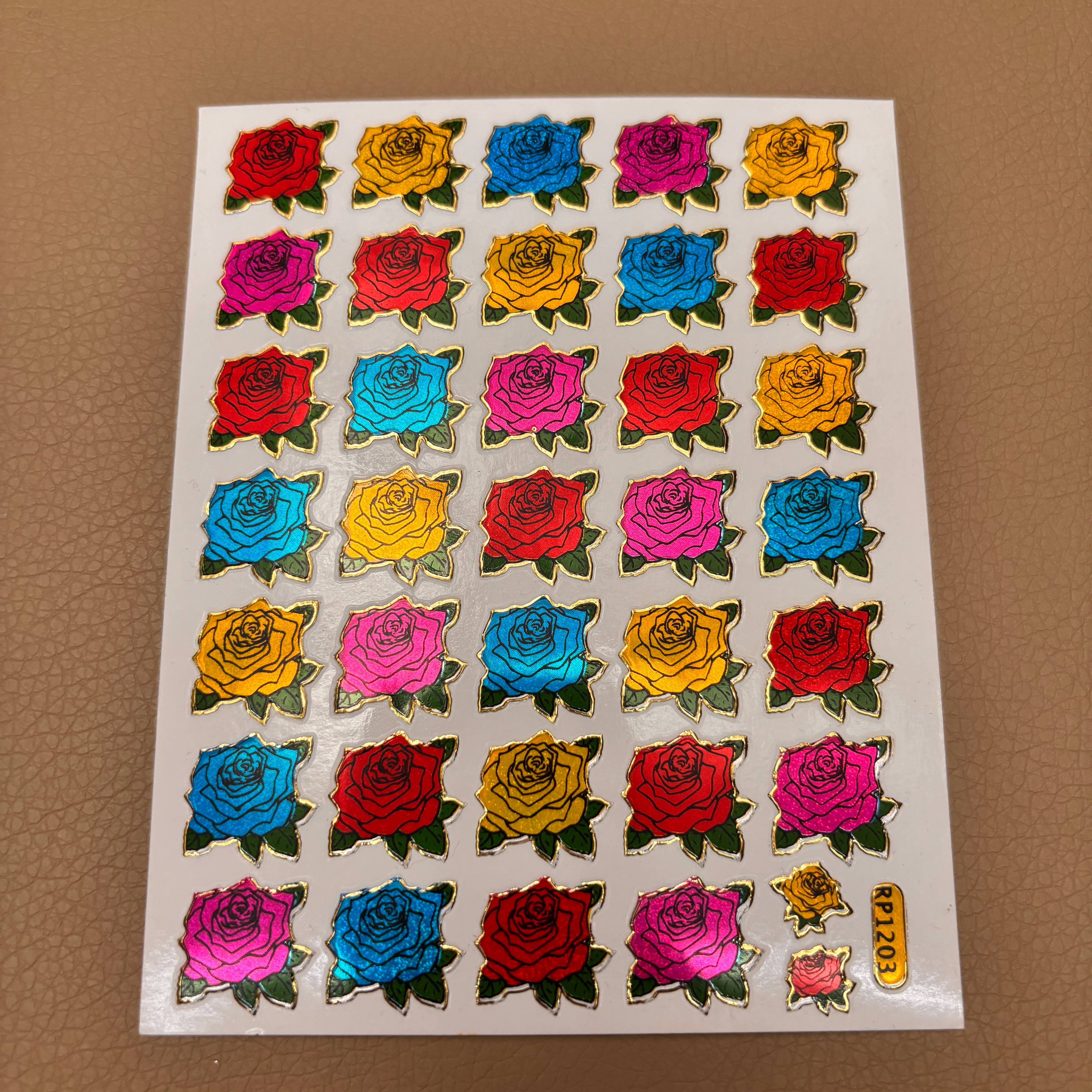 116 カラフル薔薇 レトロキラキラシール RP1203 VCS01