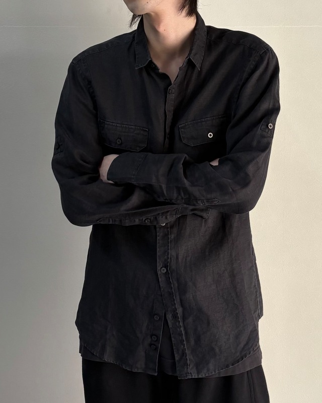 【BLACK BARRETT by Neil Barrett】linen work shirt