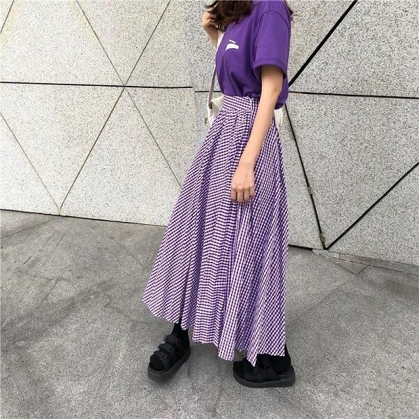 A.O フレアチェックロングスカート ロングスカート 秋冬 マキシスカート ロング丈 チェック柄