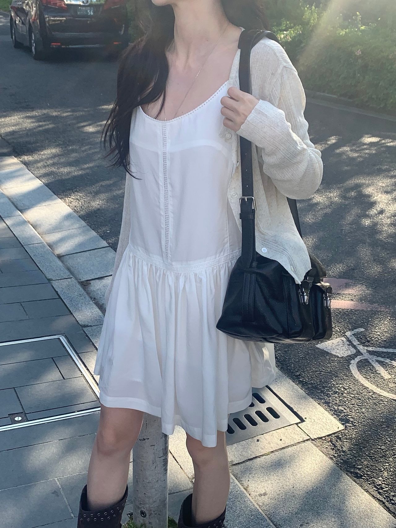 (予約) verveine / Peach lace short dress