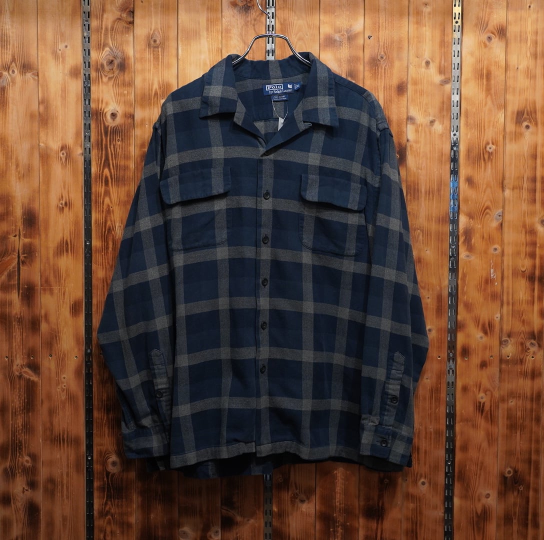 ralphlauren ski camp オープンカラーシャツ 開襟シャツ XL ラルフローレン ネルシャツ