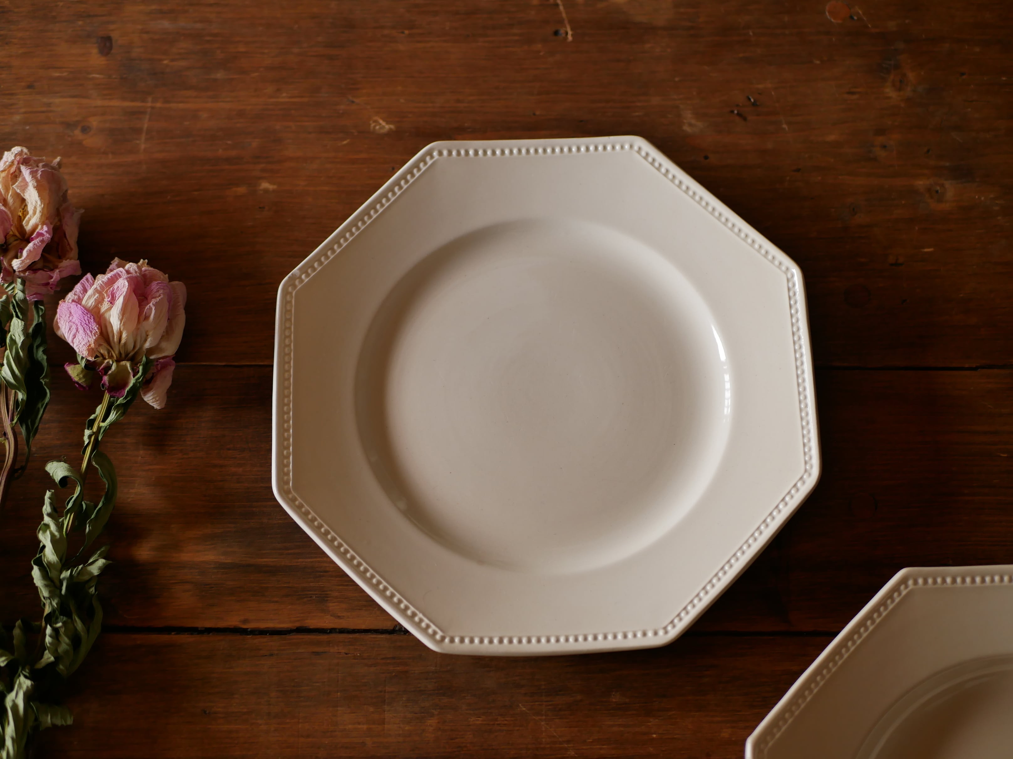 サルグミンヌ オクトゴナル プレート フランスアンティーク パールリム