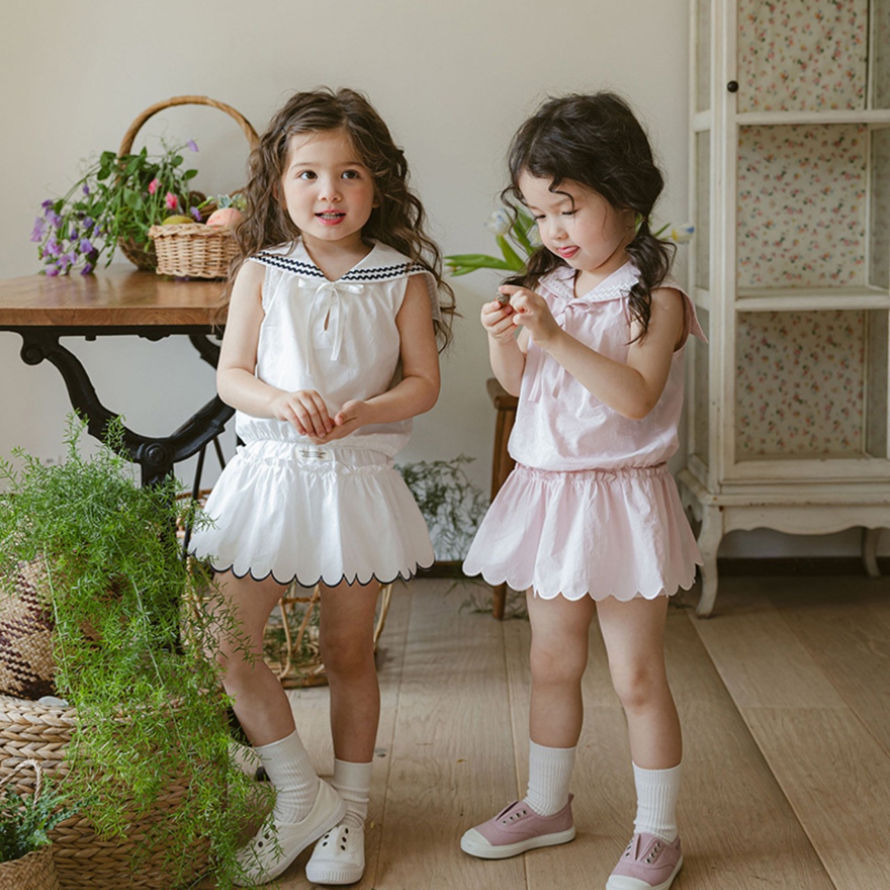 夏ピーターパンカラー リボン付きTシャツ