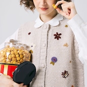 花刺繍のニットカーディガン&ベストセット 《P0267》