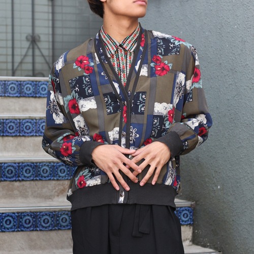 USA VINTAGE FLOWER PATTERNED DESIGN CARDIGAN/アメリカ古着花柄デザインカーディガン