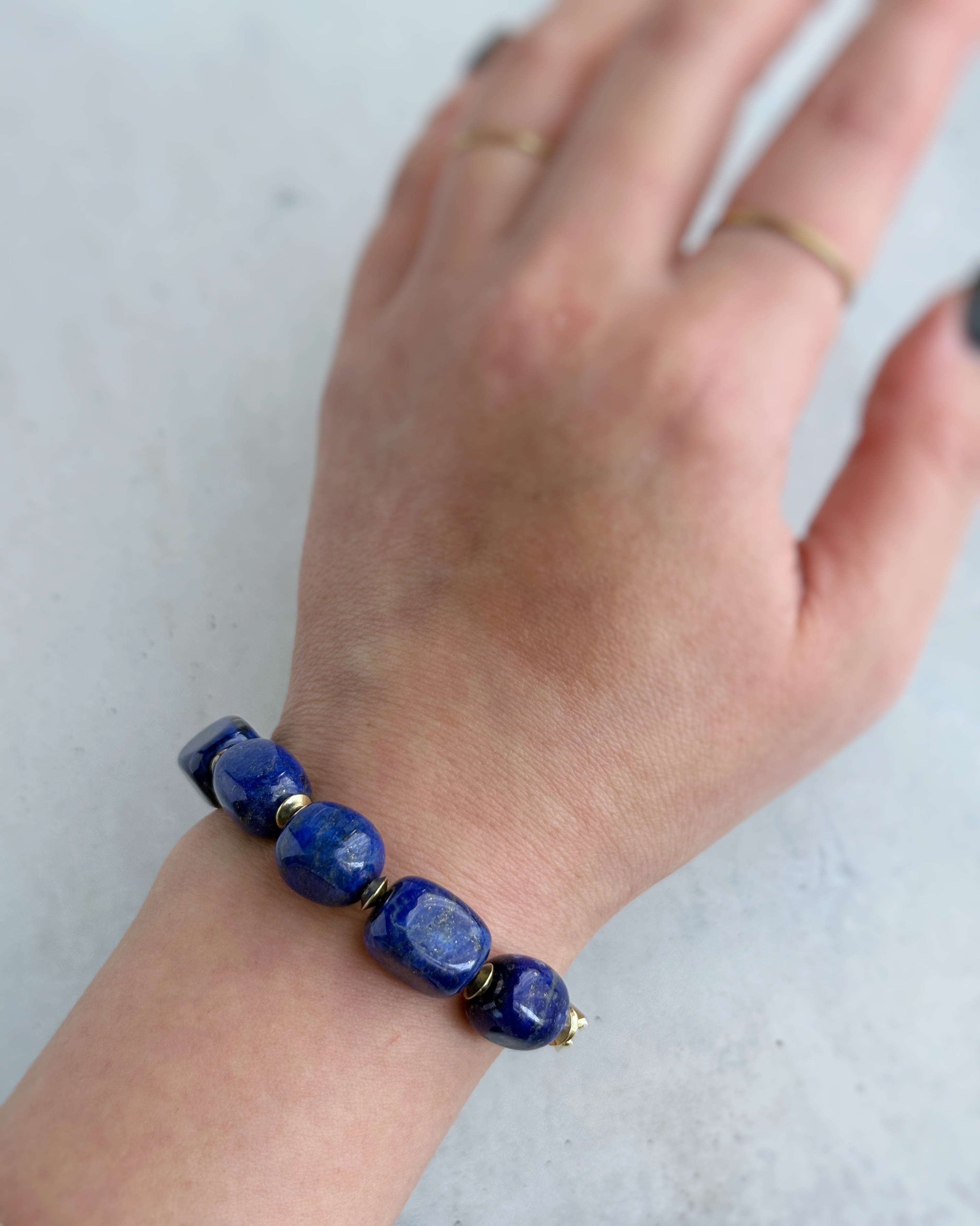 Chain & stone bracelet(ラピスラズリ)