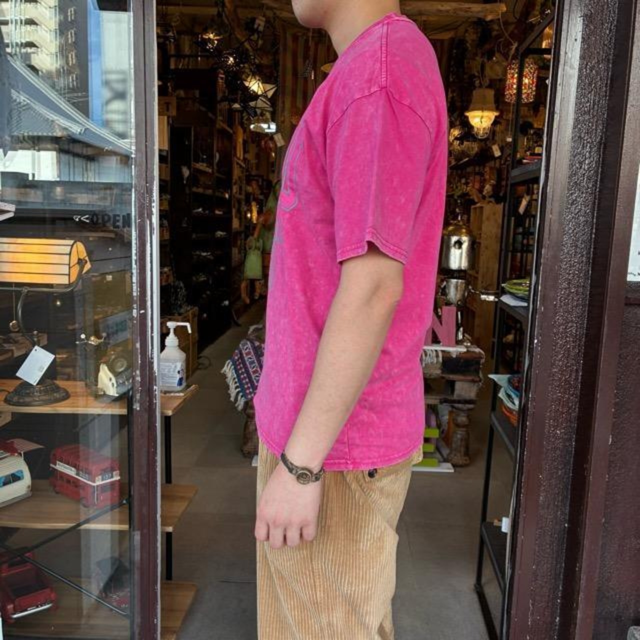 TOPANGA Lady's　ピグメントダイグラフィックTシャツ　MALIB BEACH　 ピンク　ロゴ　マリブビーチ　カットソー　M　L　XL　メンズ　レディース　ユニセックス