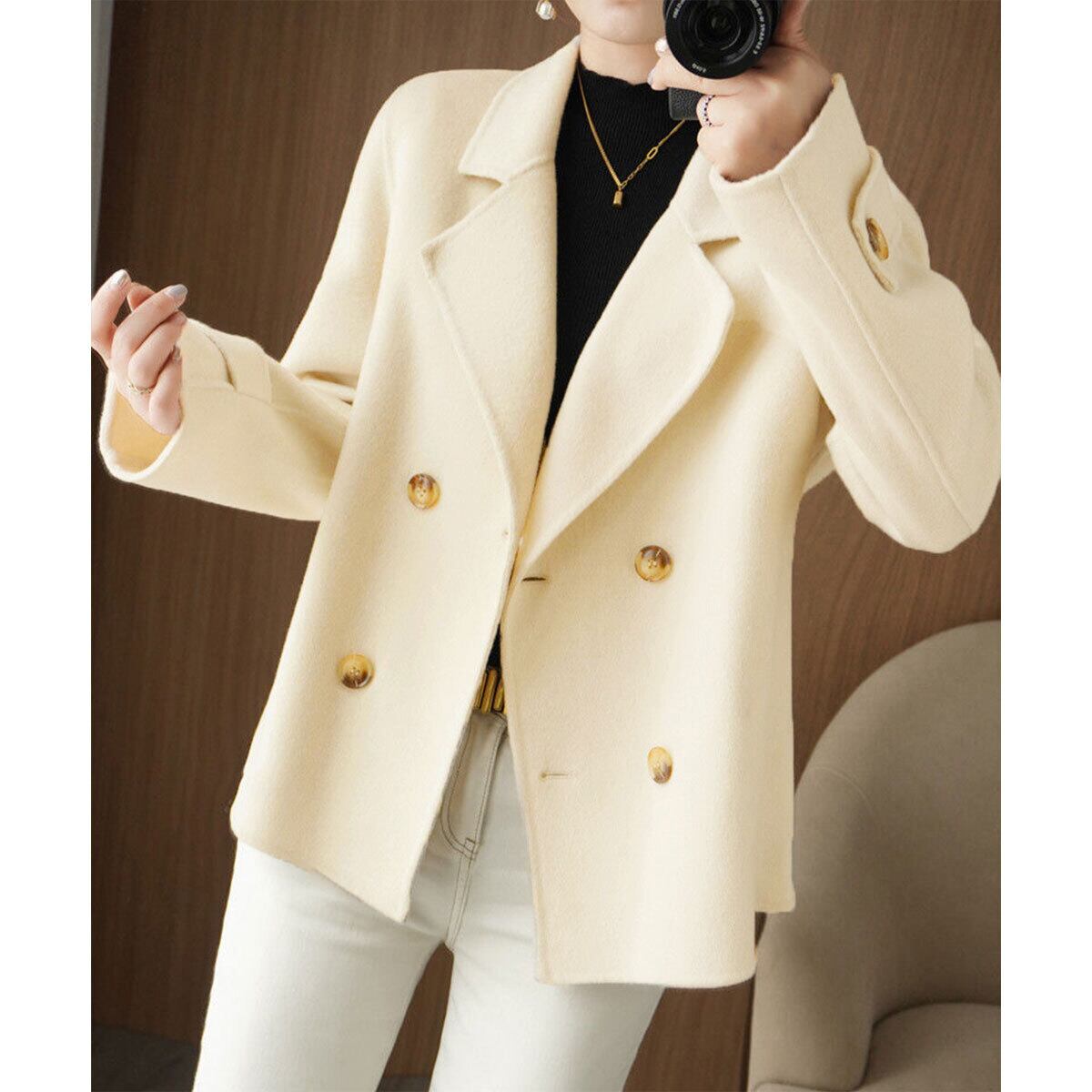 ウールタッチ テーラード ジャケット アウター レディース 秋冬 韓国 防寒 保温 微起毛 大人 きれいめ 通勤 ビジネス オフィス シンプル カジュアル ショート丈 上品 大人可愛い 大人女子