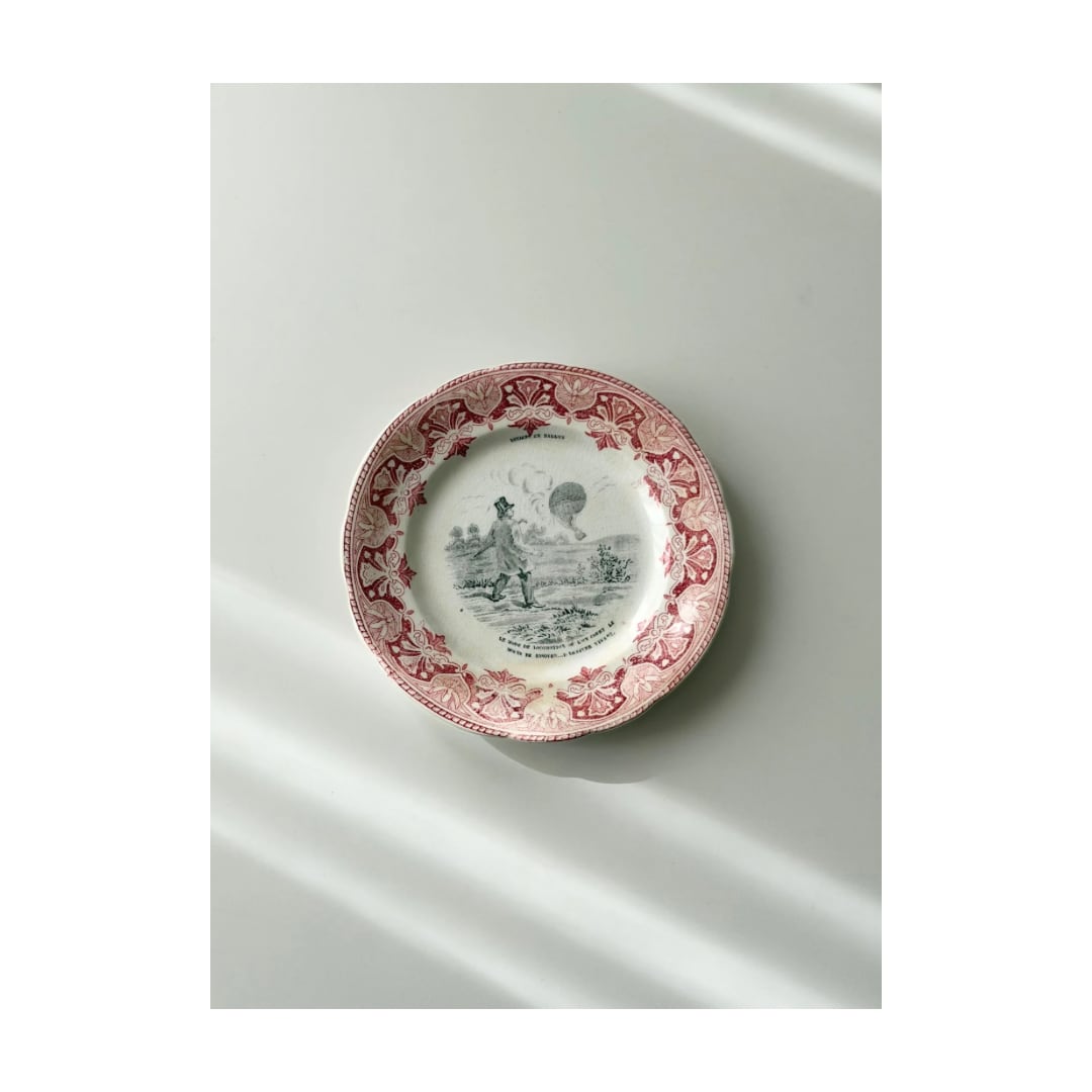 Creil et Montereau クレイユモントロー / VOYAGES EN BALLON「気球の旅」 グリザイユプレート