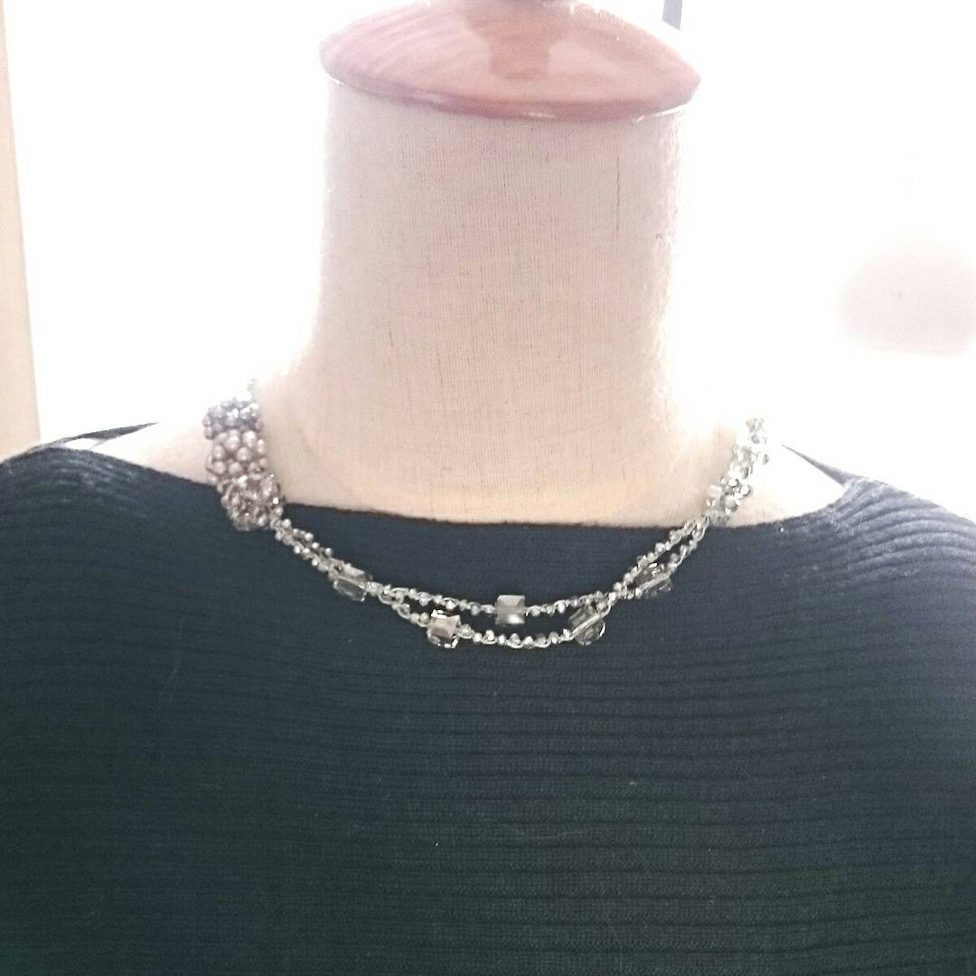 受注制作】アジアンコード アクセサリー パールとシルバービーズの
