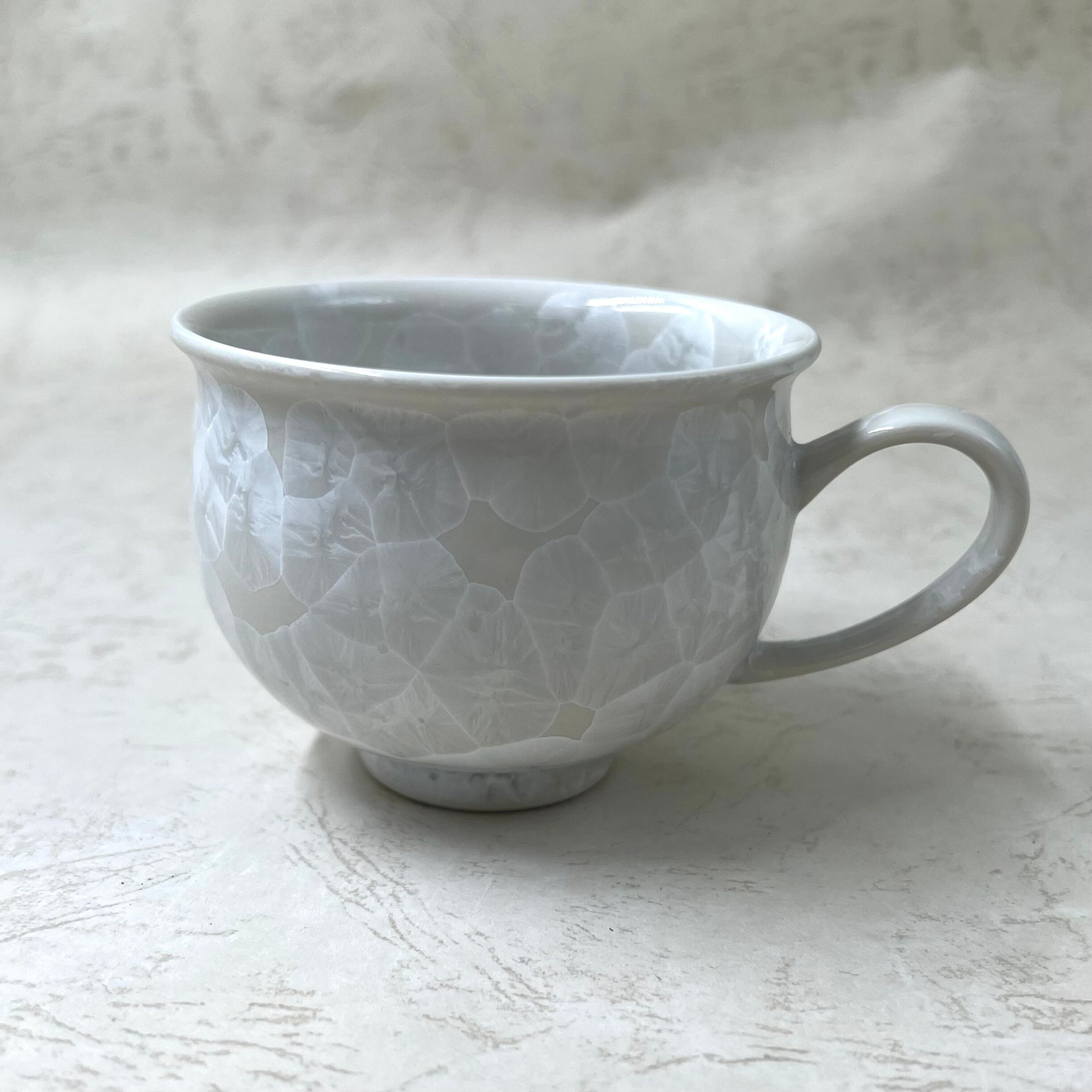 Outlet 花結晶 珈琲コーヒーカップ 白 2個 限定1組 京焼 陶あん Outlet Shop