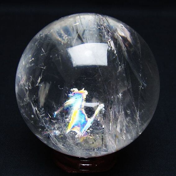 水晶 丸玉 虹入り 65mm スフィア 置物 水晶玉 一点物 151-8815