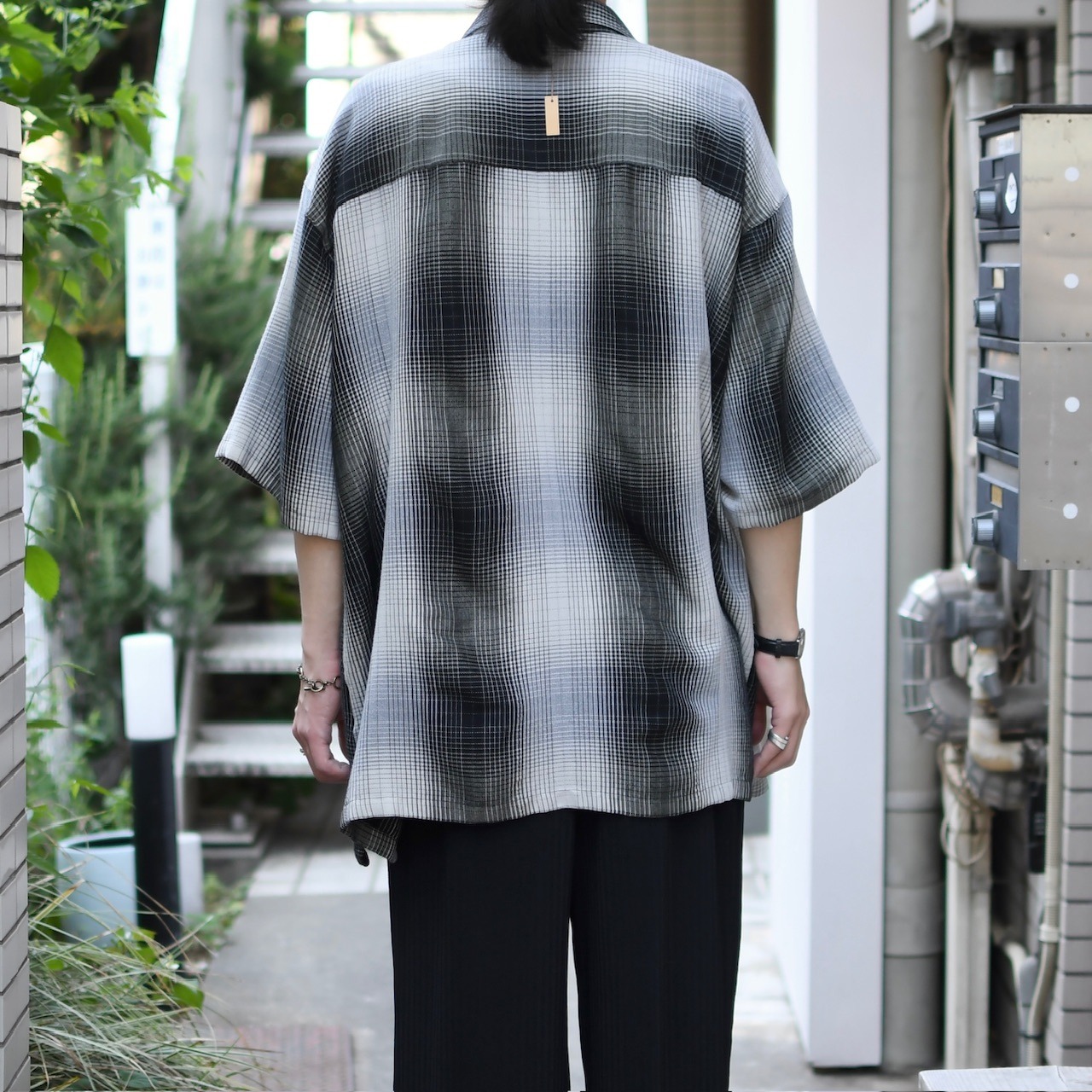 Ashworth ombre check open collar shirt