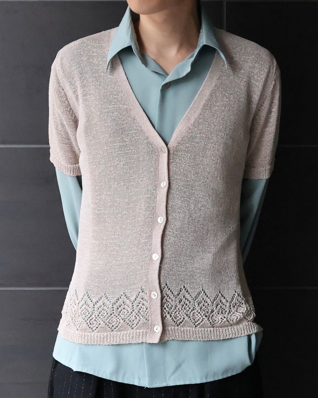 coloring sheer half sleeve cardigan