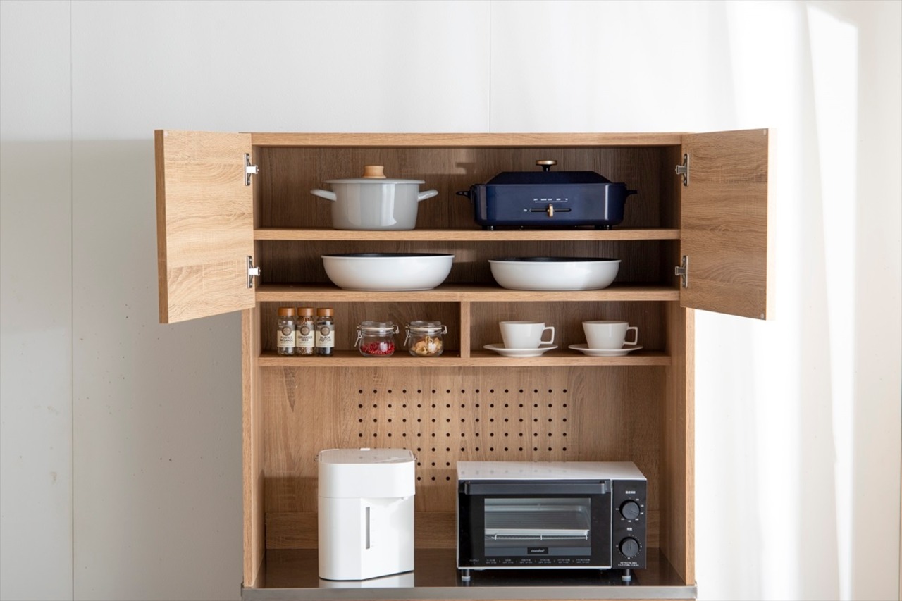 【幅90cm】Feliz ステンレス天板食器棚