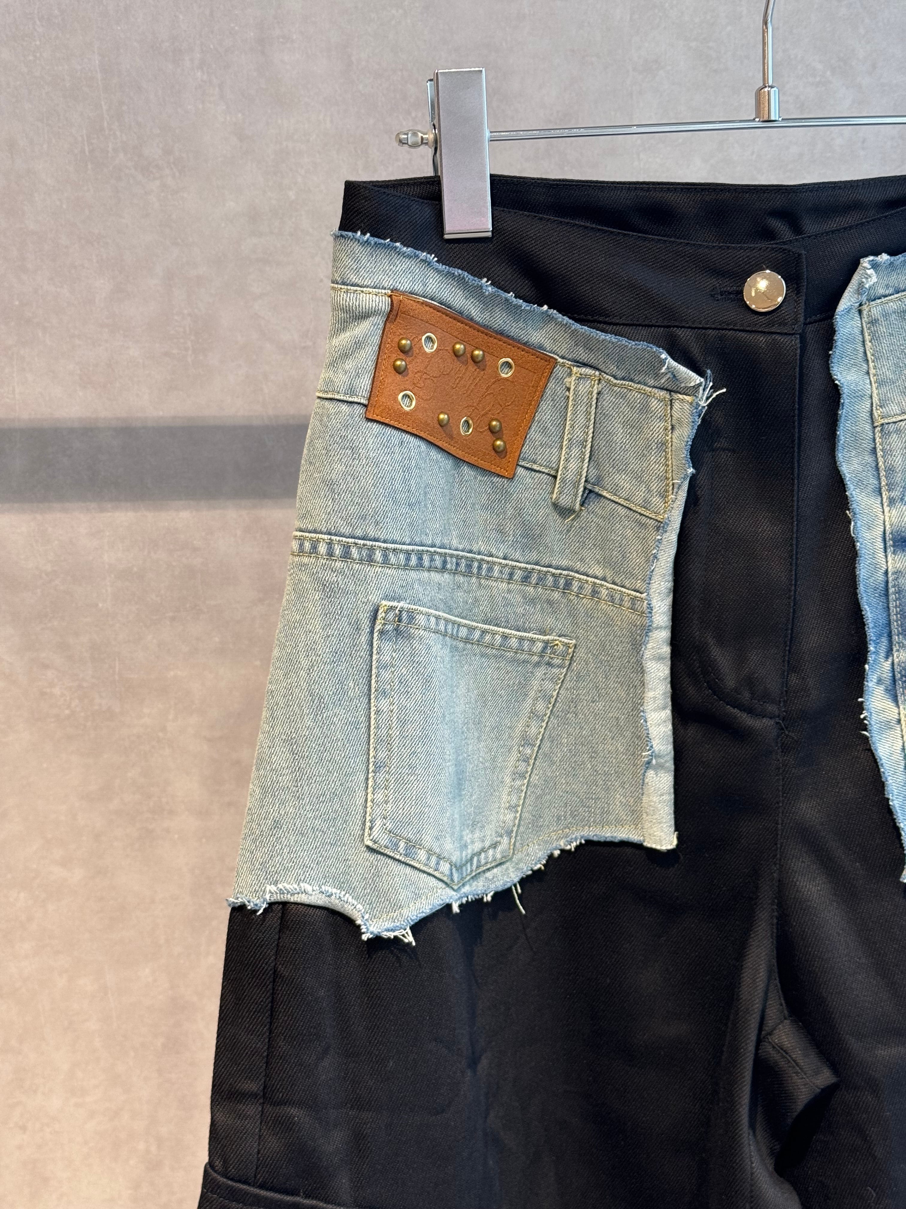 denim trimming cargo pants