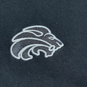 【PORT&COMPANY】刺繍 ワンポイントロゴ スウェット パーカー フーディー プルオーバー XL相当 ビッグシルエット 黒 US古着