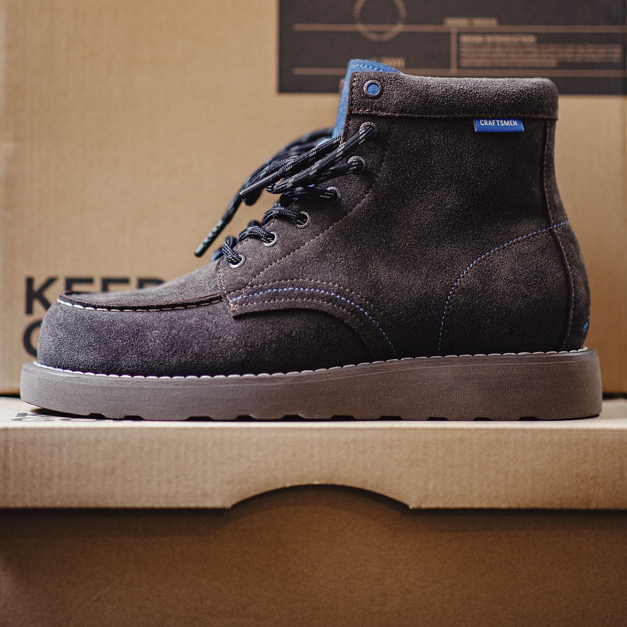 Bicolor Cow Suede Lace-Up Boots / バイカラー カウ スエード レースアップ シューズ