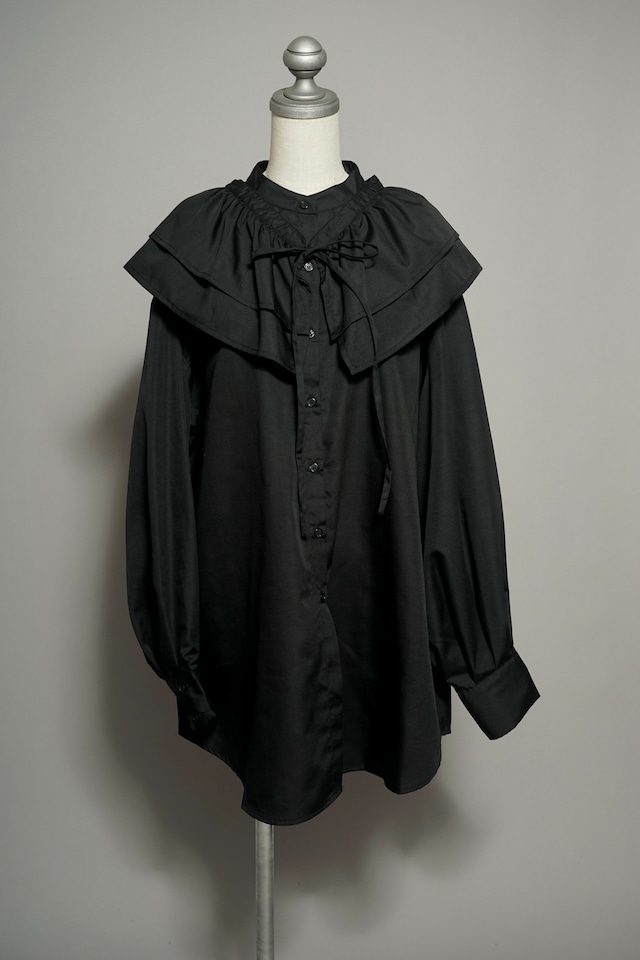 MULTI WAY RUFFLE SHIRT  (BLACK) 2402-72-T3331