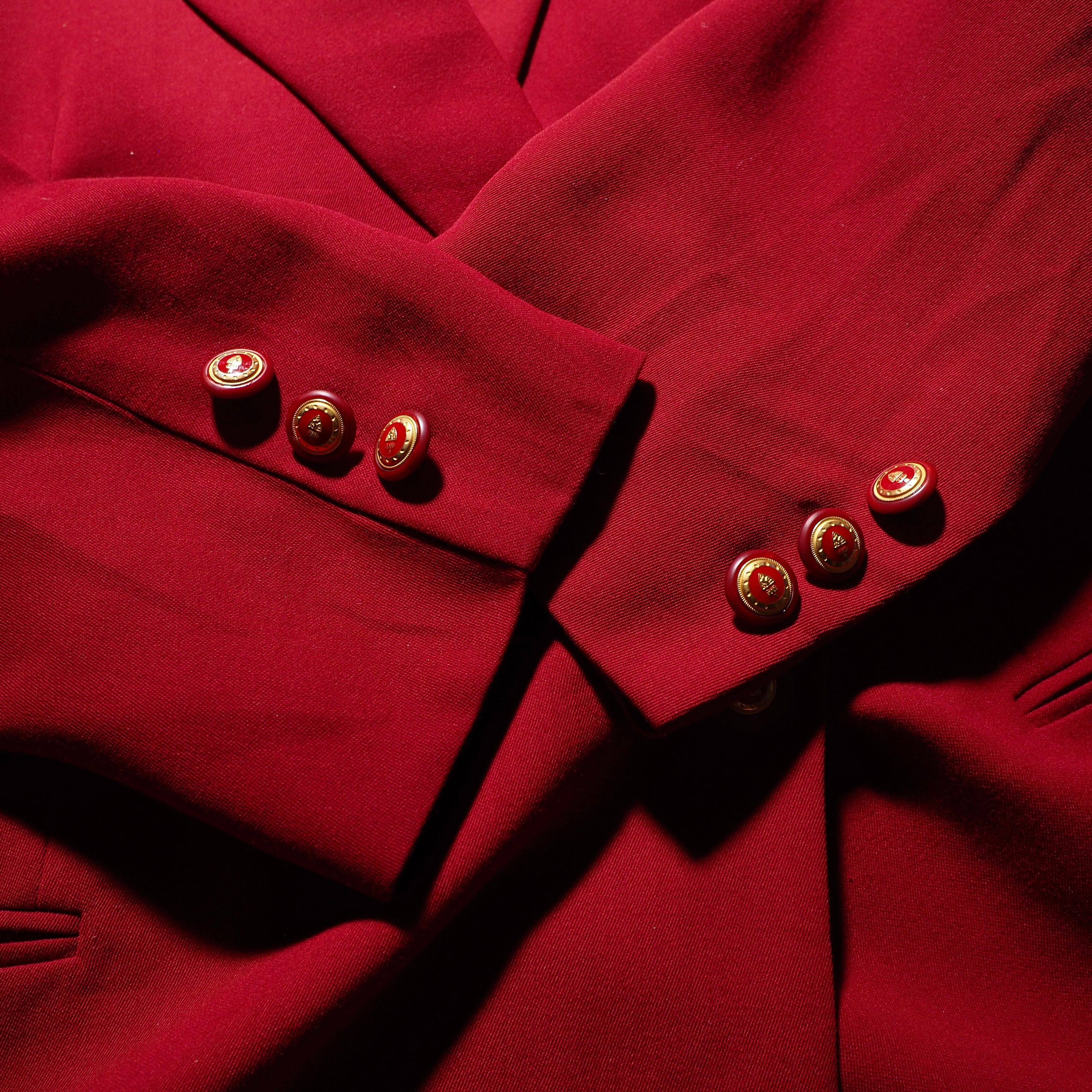 Beautiful Deep Red color vintage loose Double tailored jacket