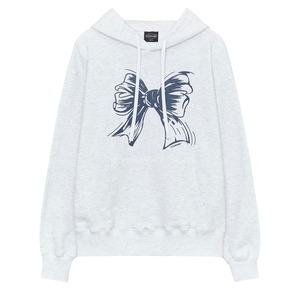 [ITZABIVE] RIBBON LOGO HOODIE - LIGHT GRAY 正規品 韓国ブランド 韓国通販 韓国代行 韓国ファッション イッザバイブ 日本 店舗