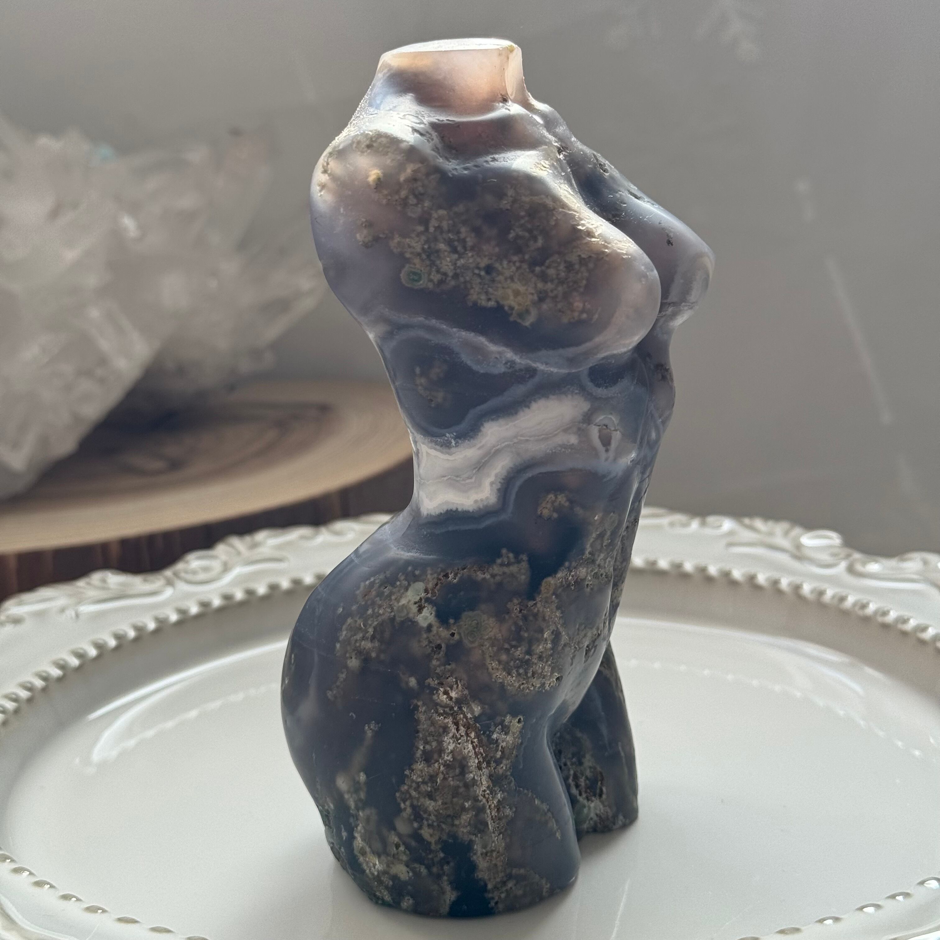 パープルモスアゲートボディ＊231165＊天然石カービング＊トルソー