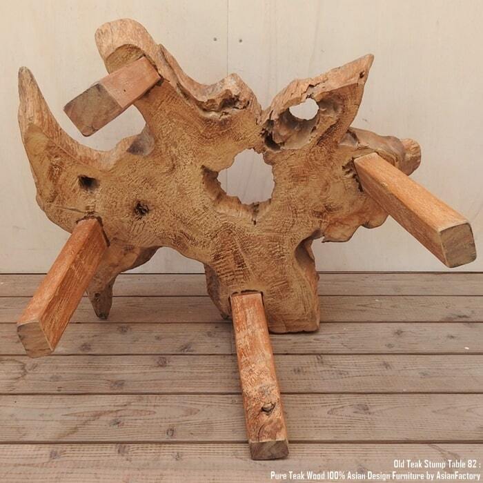 希少 オールドチーク一枚板 切り株テーブル 82cm 極厚無垢材 アジアン