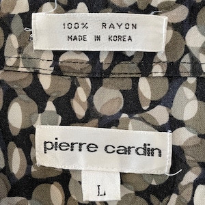 【pierre cardin】韓国製 柄シャツ 総柄 半袖 レーヨン100%  L 個性的 US古着