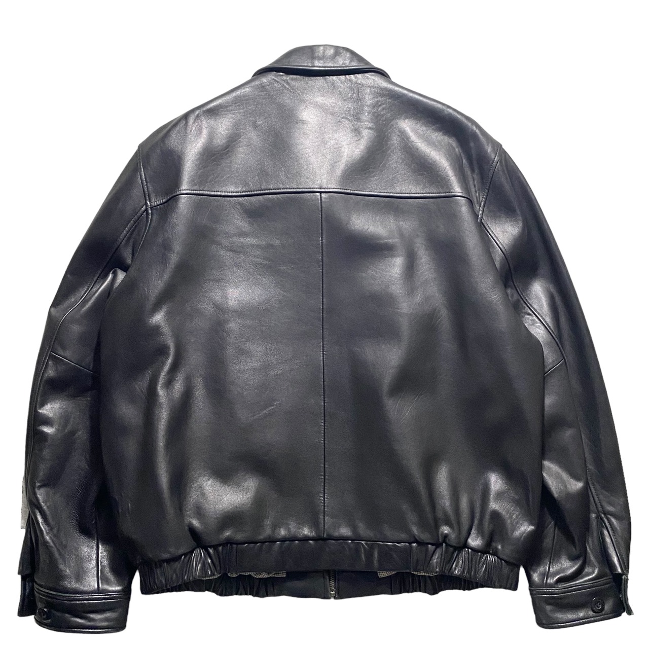 CHAPS black oversized leather drizzler jacket