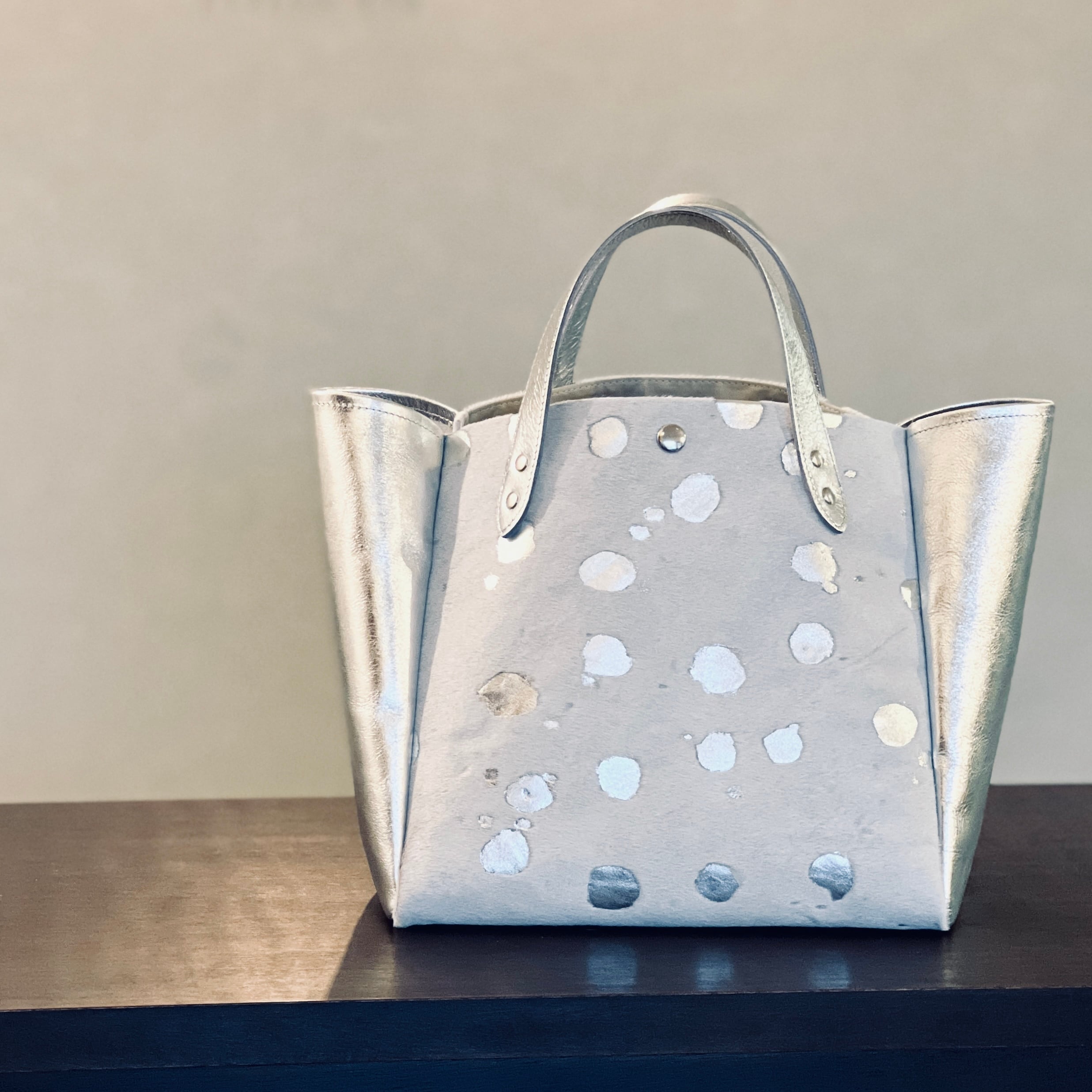 【受注製作】スクエアトート Mサイズ Type E オールレザー ボディ両面ハラコレザー レザーハンドル