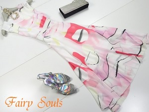 ★送料無料★15号（XXL)☆マ－ブルプリントマキシ丈ワンピ－ス(OPN8866) 