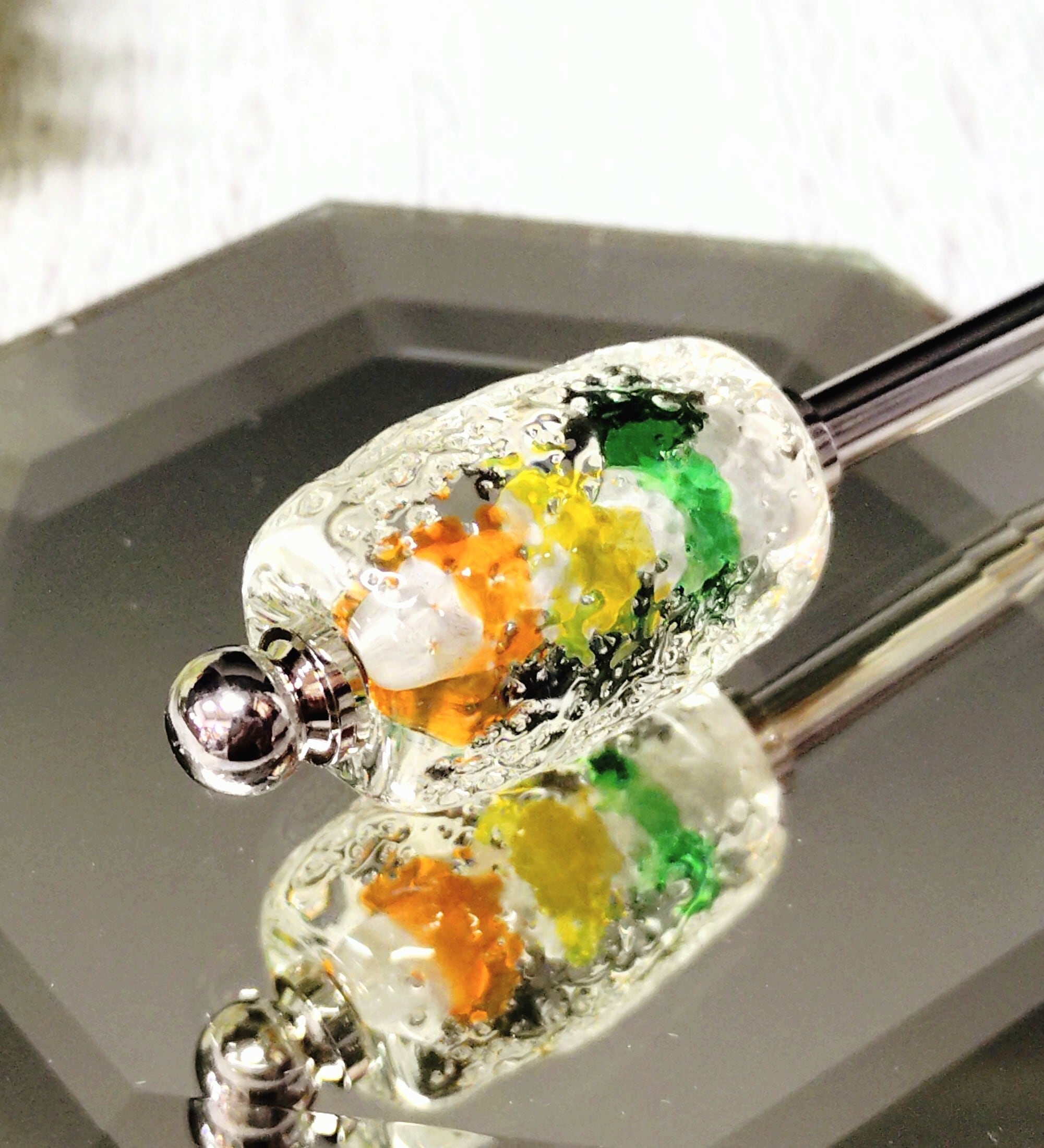 春カラーのミニとんぼ玉・簪