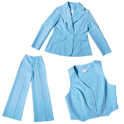 SkyBlue 70sVintage ThreePieceSuit