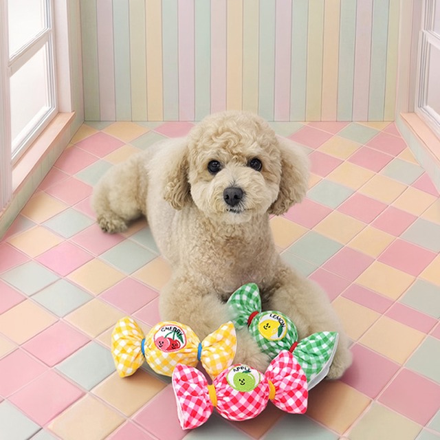 candy toy 3color / ペット 犬 おもちゃ 噛む 音が鳴る 知育玩具 鳴き笛入り ノーズワーク おやつ隠し ボール可愛い わんちゃん おもちゃ ストレス解消 韓国 ペット用品 小型犬