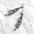 ピアス 藤色のカットビーズ・ラインストーン アンティーク調 12ACcm6