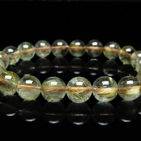 ルチルクォーツ ブレスレット 9mm タイチンルチルクォーツ タイチンルチル 一点物 メール便可 [M便 1/10] 111-49014