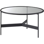 テーブル ガラステーブル ラウンドテーブル 丸 円形 ガラス ローテーブル センターテーブル 机 アイアイン 室内 おしゃれ シンプル インテリア 異素材 ブラック 黒 リビング ショップ 店舗 カフェ