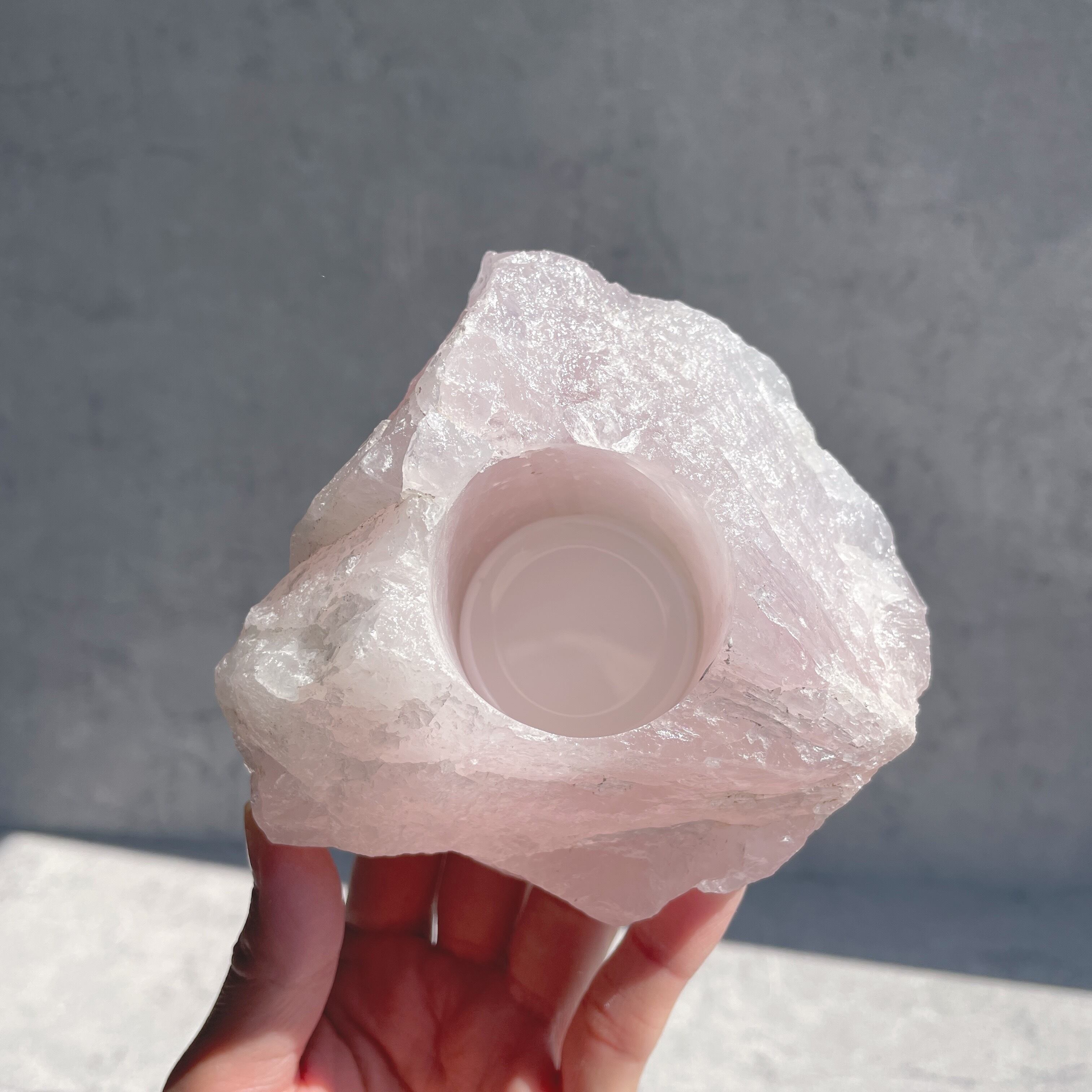 ローズクォーツ　天然石　キャンドルホルダー ローズクォーツキャンドルホルダー17◇Rose Quartz candle holder