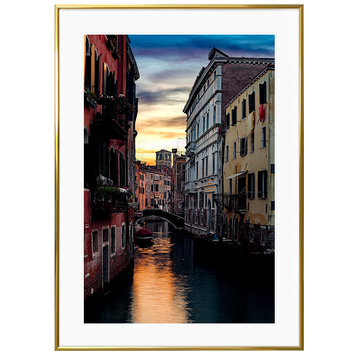 イタリア写真 ヴェネツィア(ベネチア・ベニス)の夕日 インテリアアートポスター額装 AS1617