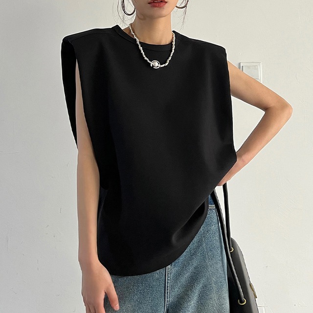 padded shoulder pullover　10576