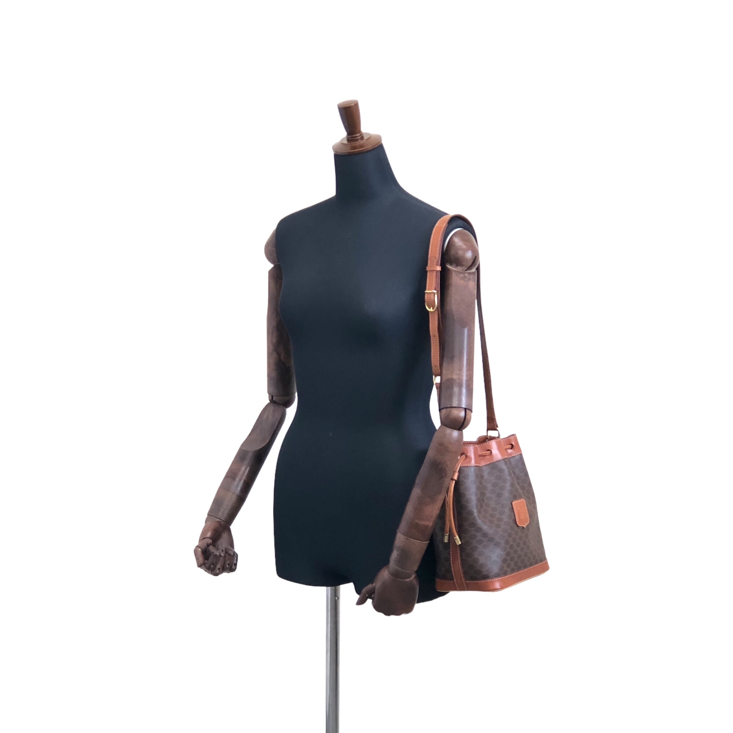 CELINE セリーヌ マカダム ショルダーバッグ ブラウン ブラゾン レザー
