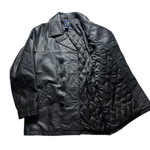 vintage 1990’s “OLD GAP” black leather P-coat