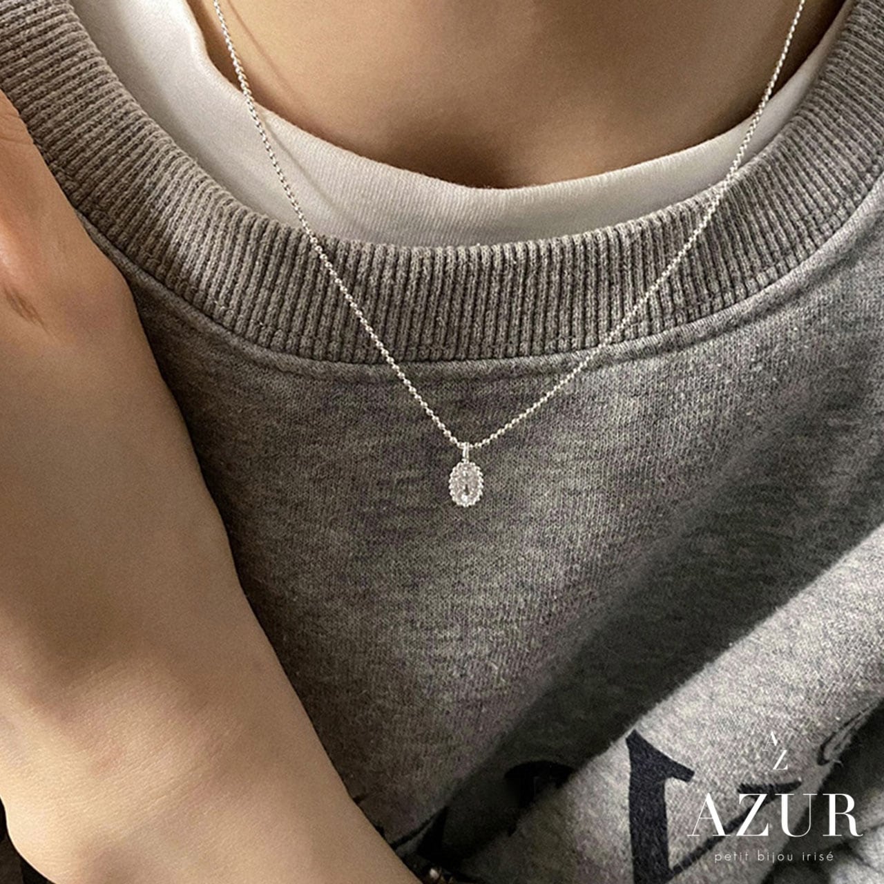 ジルコニアオーバルネックレス