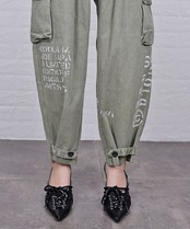 【ATELIER LINE】ハンドペイントクロップドカーゴパンツ　CQ-48093H