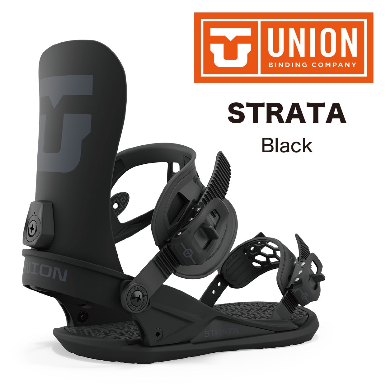 23-24年モデル　UNION .『 STRATA 』. Black . ユニオン .　 ストラータ .　ブラック .　 パウダー .　 バックカントリー .　カービング .　 パーク .　 フリーラン .　 グラトリ .　 スノーボード .　 バインディング .　 ビンディング