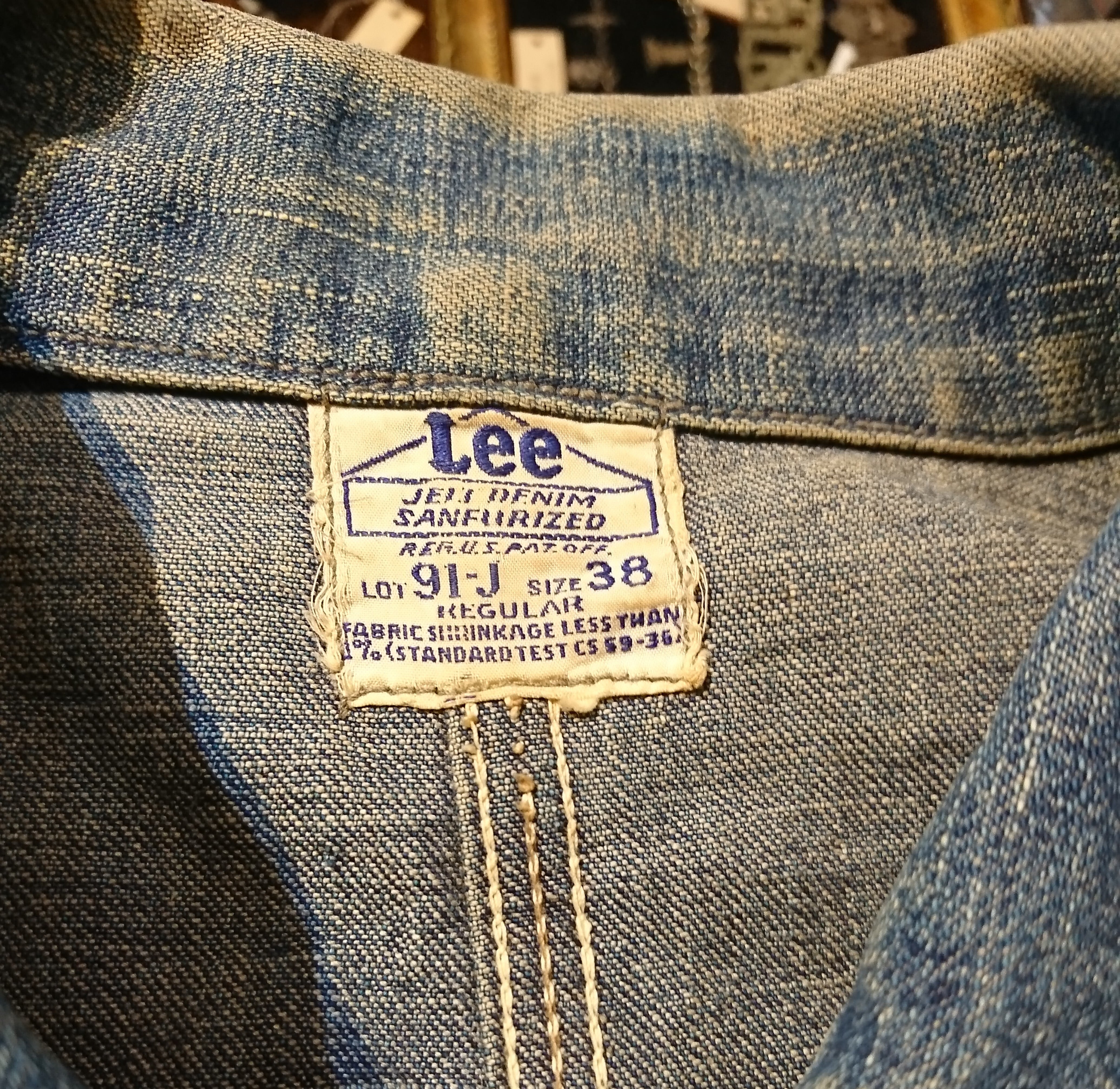 40s vintage lee 91-j denim cover all long L house mark ...