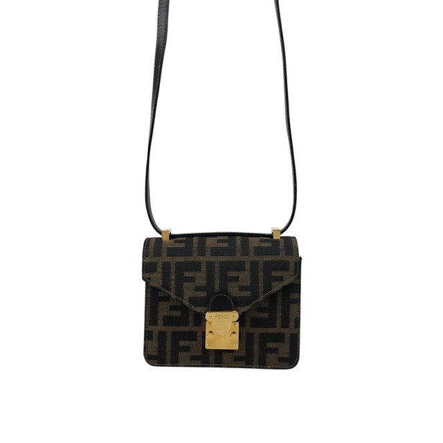 FENDI フェンディ ズッカ ショルダーバッグ ブラウン ロック キャンバス vintage ヴィンテージ オールド mbiimu
