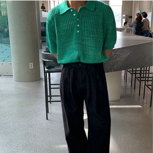 ルーズカラーニットポロシャツ　MT0080438