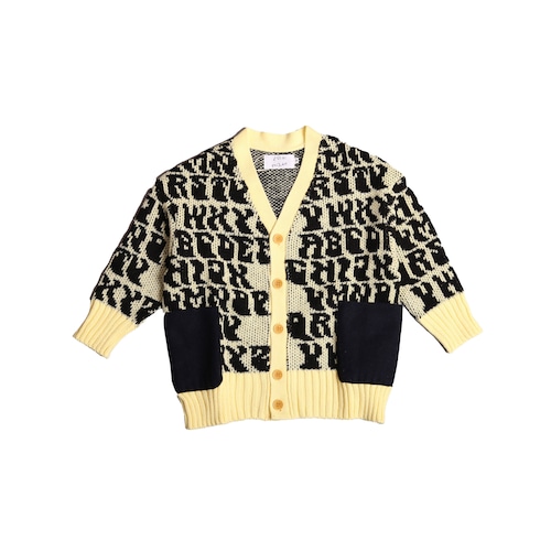 folk made(フォークメイド) / alphabetic jacquard cardigan / yellow×black / S,M,L